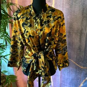 Print button down blouse